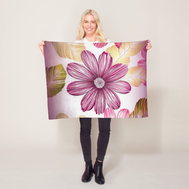 Cobertor De Velo Flor Vermelho Com Folhas (In Situ)