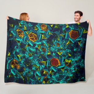 Cobertor De Velo Flor virtual em azul gradiente, estilhaçada