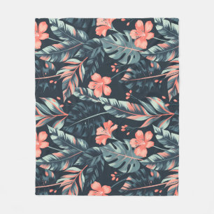 Cobertor De Velo Florais e folhas tropicais em grande escala