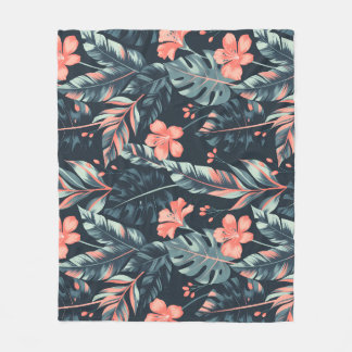 Cobertor De Velo Florais e folhas tropicais em grande escala
