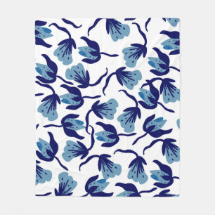 Cobertor De Velo Floral Azul Pansy: Sem Costura Desenhada À Mão.