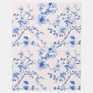 Cobertor De Velo Floral Azul Romântico Blush