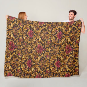 Cobertor De Velo Floral Barroco Real com Ornamento Dourado