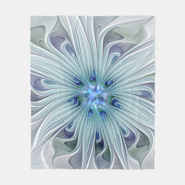 Cobertor De Velo Floral Beauty Abstrato Modern Blue Pastel Flower (Frente)