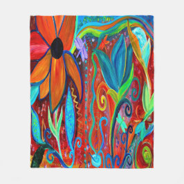 Cobertor De Velo Floral bold colors of orange, blue green