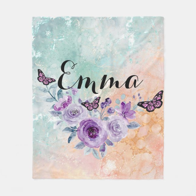 Cobertor De Velo Floral bouquet purple garden (Frente)