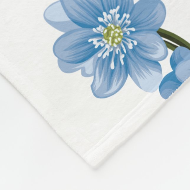 Cobertor De Velo Floral Branco e Azul (Quina)