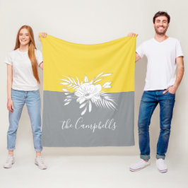 Cobertor De Velo Floral Branco Moderno no no Colorblock Personaliza