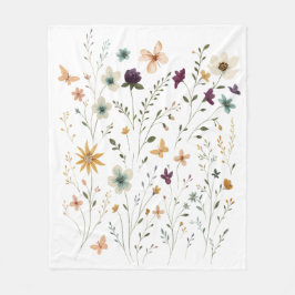 Cobertor De Velo Floral & Butterfly, Whimsical Garden-Inspired