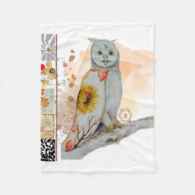 Cobertor De Velo FLoral Cloak Owl Fleece Baby Blanket (Frente)