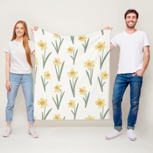 Cobertor De Velo Floral da Primavera Narciso em Amarelo Suave e Ver