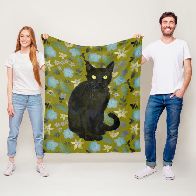 Cobertor De Velo floral de gato preto (In Situ)