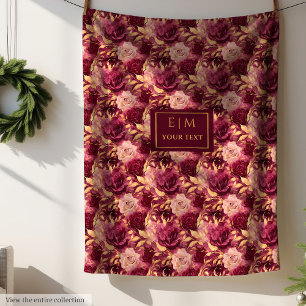 Cobertor De Velo Floral Dourado emborrachado elegante personalizado