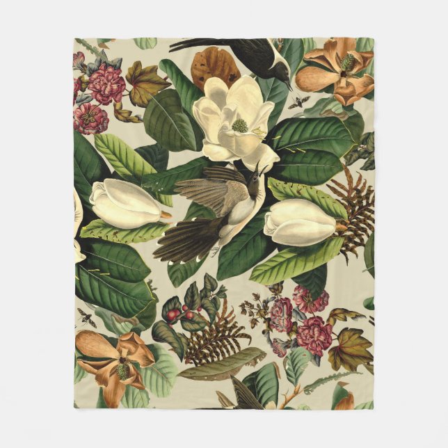 Cobertor De Velo Floral E Aves Xxi-ii (Frente)