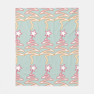 Cobertor De Velo Floral E Estrelas Zigue-Zague Cinza Verde