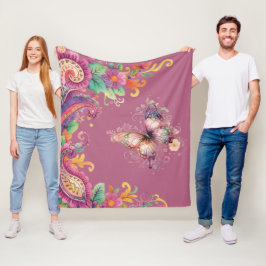 Cobertor De Velo Floral e Paisley de Borboleta