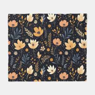 Cobertor De Velo Floral Elegante Preto e Peach Boho
