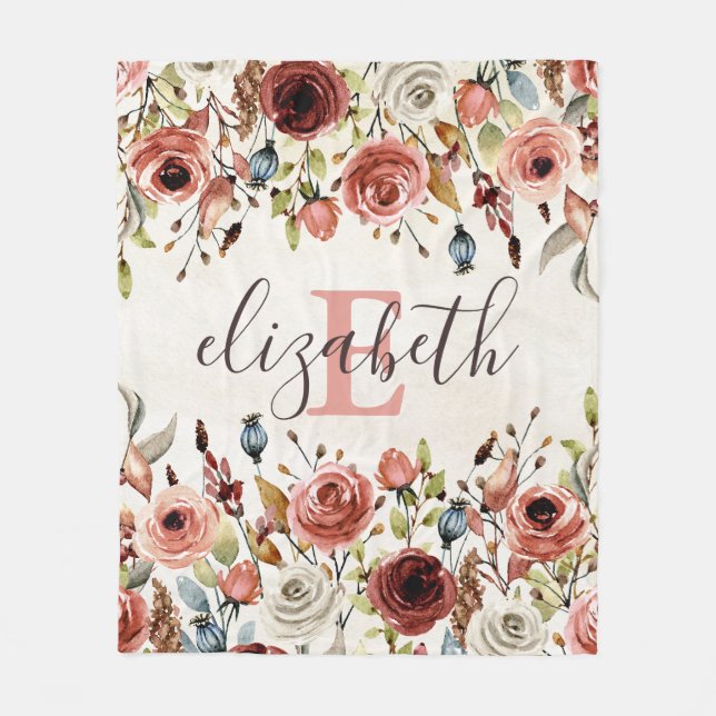 Cobertor De Velo Floral Fleece Blanket Personalizado (Frente)