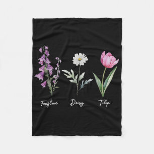 Cobertor De Velo Floral Foxglove Daisy Tulip Flower