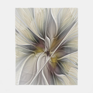 Cobertor De Velo Floral Fractal, Fantasia Flor com Cores da Terra