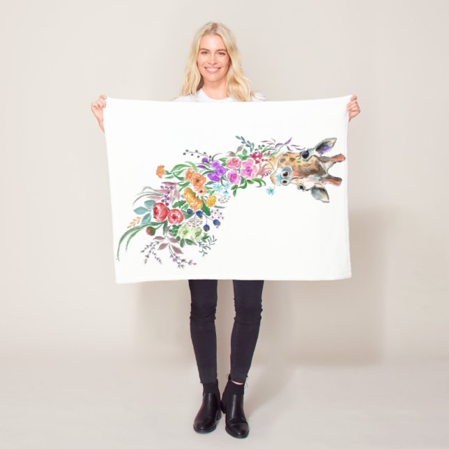 Cobertor De Velo Floral Giraffe Baby Fleece Blanket (In Situ)