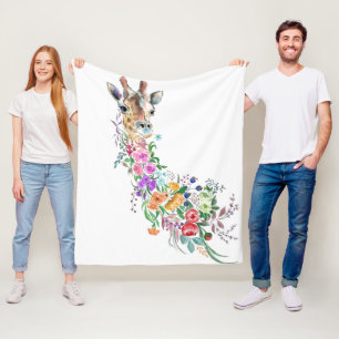 Cobertor De Velo Floral Giraffe Fleece Blanket