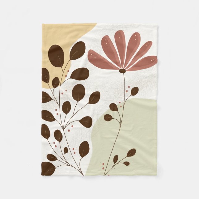 Cobertor De Velo Floral Leaf Pattern Soft Fleece Blanket (Frente)