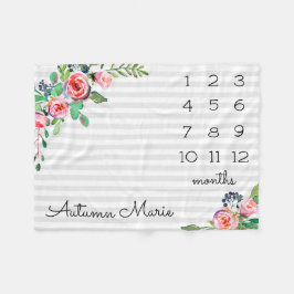 Cobertor De Velo Floral Milestone Baby Blanket