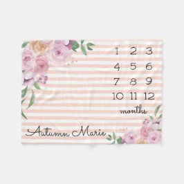 Cobertor De Velo Floral Milestone Baby Blanket
