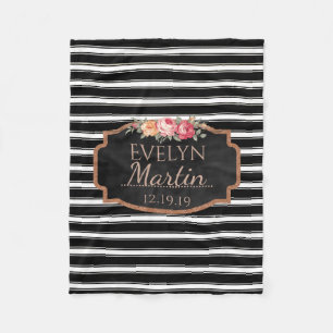 Cobertor De Velo Floral Monogrammed cor-de-rosa do ouro   das