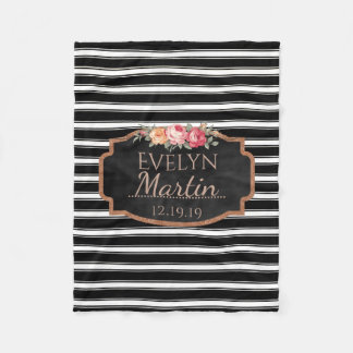 Cobertor De Velo Floral Monogrammed cor-de-rosa do ouro | das