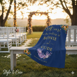 Cobertor De Velo Floral on Navy Wedding Welcome 50"x60" size