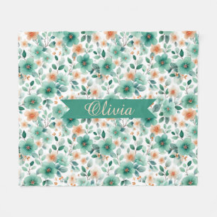 Cobertor De Velo Floral Personalizado Verde Primavera Vintage