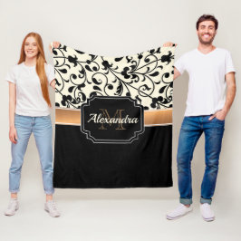 Cobertor De Velo Floral Preto e Branco