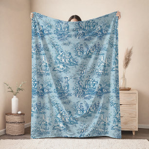 Cobertor De Velo Floral retrô azul-turquesa vintage toile de jouy
