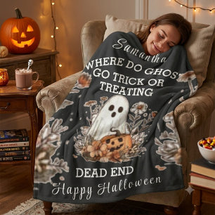Cobertor De Velo floral retro engraçado fantasma Halloween personal
