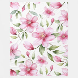 Cobertor De Velo Floral Rosa de Aquarela