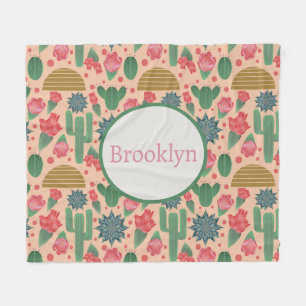 Cobertor De Velo Floral rosa-rosa-penteado do deserto personalizado