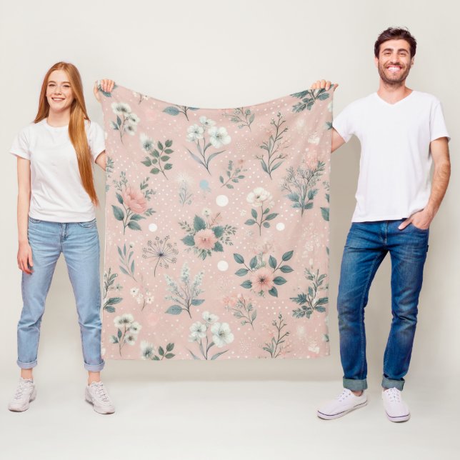 Cobertor De Velo Floral Rosa Russo com Sangue Branco e Verde (In Situ)
