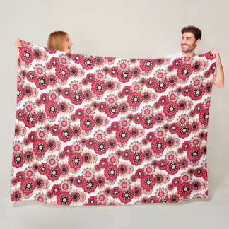 Cobertor De Velo Floral rústico retrô vermelho e branco