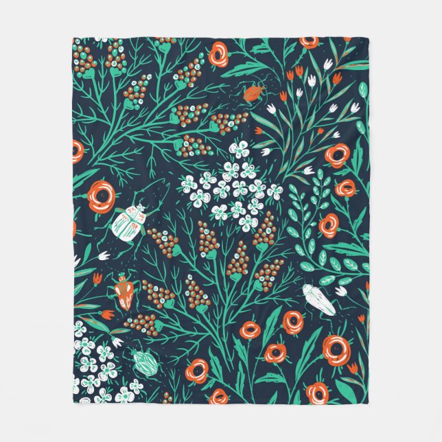 Cobertor De Velo  floral seamless pattern with summer blooms and co (Frente)