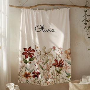 Cobertor De Velo Floral Silvestre Vintage Aquarela Personalizada