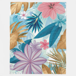 Cobertor De Velo Floral Tropical com Folhas de Lush e Blogues Exóti