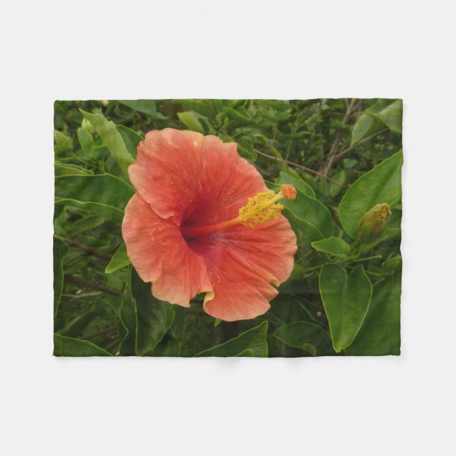 Cobertor De Velo Floral Tropical de Laranja Hibiscus (Frente (Horizontal))