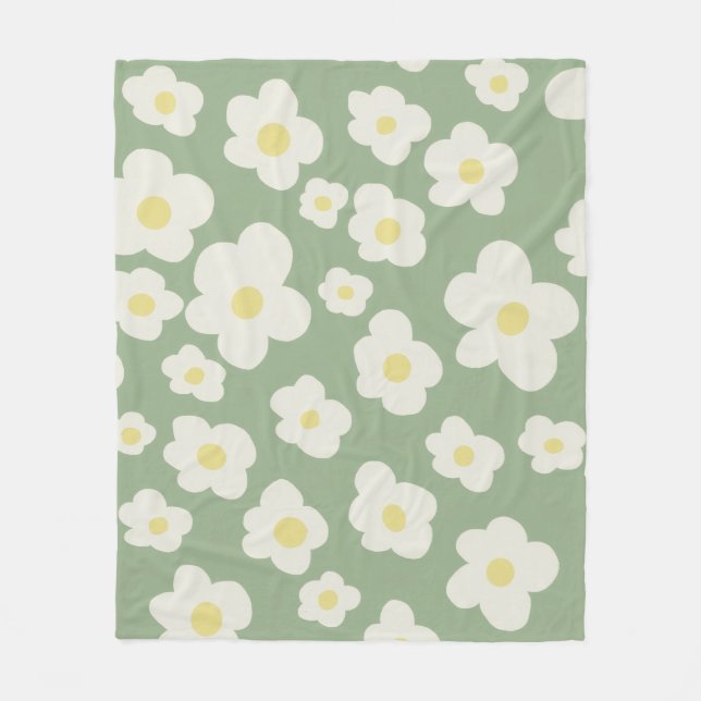 Cobertor De Velo Floral verde e branco  (Frente)