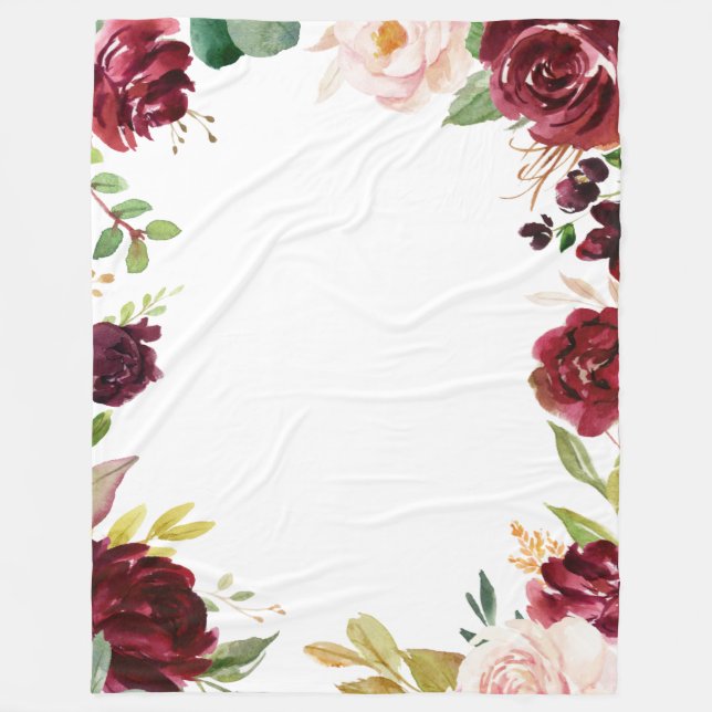 Cobertor De Velo Floral vermelho brilhante (Frente)