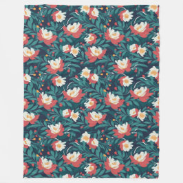 Cobertor De Velo Floral Vermelho e Branco