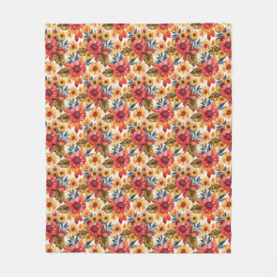 Cobertor De Velo Floral Vibrante Com Girassóis e Folhas