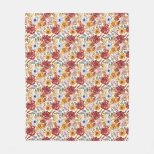 Cobertor De Velo Floral vibrante com Rosas e girassóis