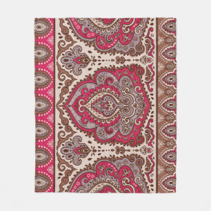 Cobertor De Velo Floreal paisley, padrão étnico de mandala.